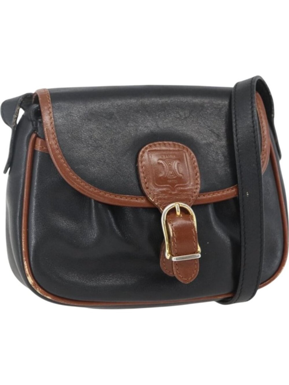 CELINE Shoulder Bag Leather Black Gold